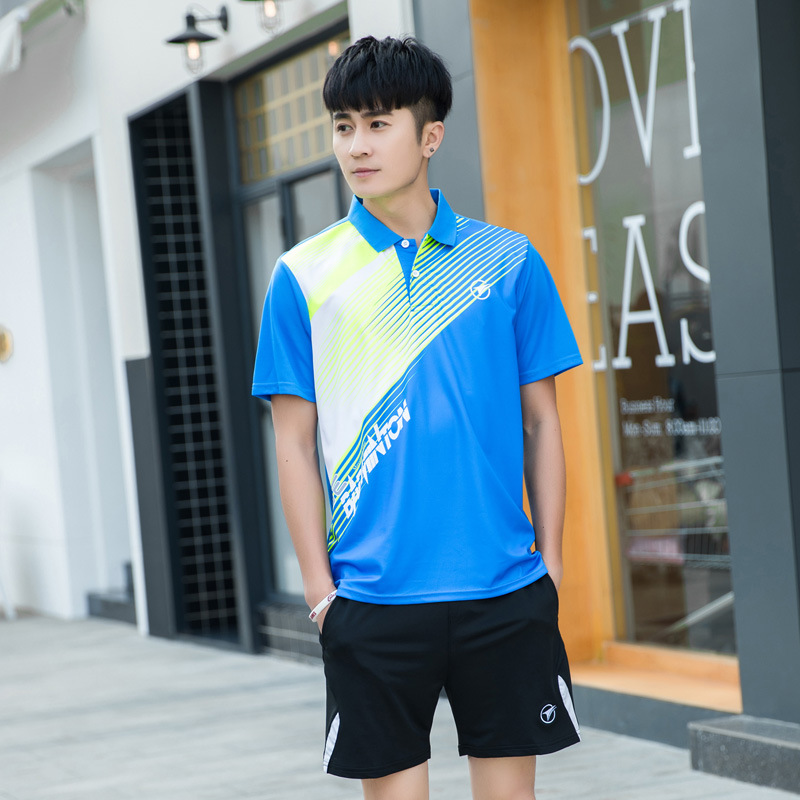 Picture of Badminton clothing men's suit women's running fitness sportswear short-sleeved T-shirt breathable quick-drying spring and summer one-piece delivery