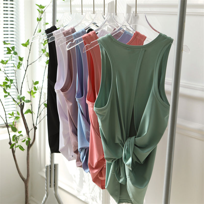 Yoga Clothing Women's Loose Sleeveless Top Back Split Strap Sports Blouse Running Fitness T-shirt Quick-drying Vest