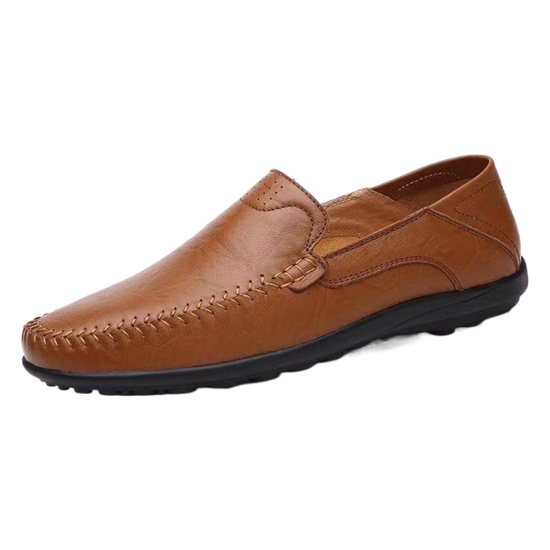 2025 Spring Men's Casual Leather Shoes New Fashion Men's Leather Shoes Slip-On Beanie Shoes Wholesale Trendy Men's Shoes