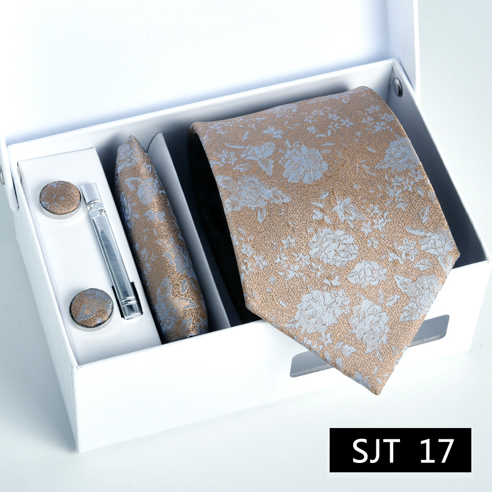 Picture of Tie formal business executive 5-piece gift box wedding = = groom wedding festive wine red in stock new