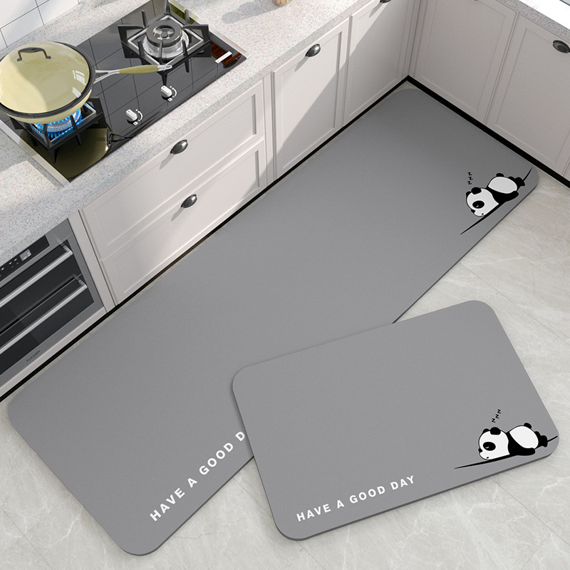 Cartoon Solid Color Simple Diatom Mud Mat Kitchen Water Absorption Oil Absorption Two-piece Mat Bathroom Mat Door Mat