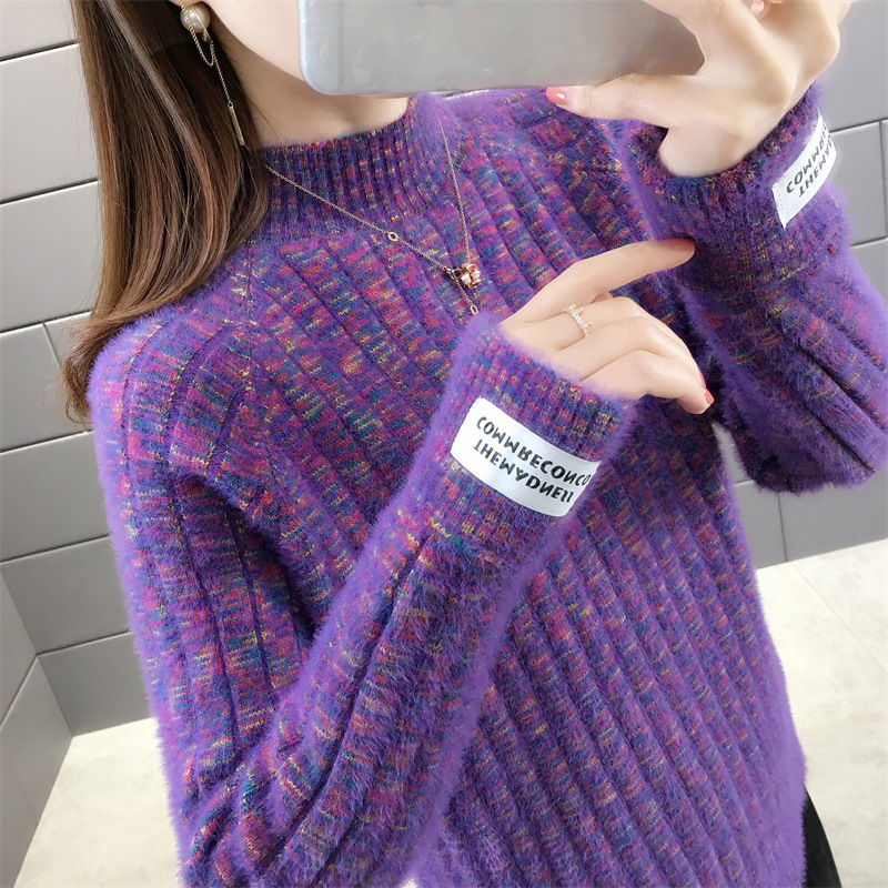 Picture of Women's Sweater 2024 Autumn and Winter New Women's Loose Outerwear Half Turtle Collar Top Popular Thickened Bottoming Shirt
