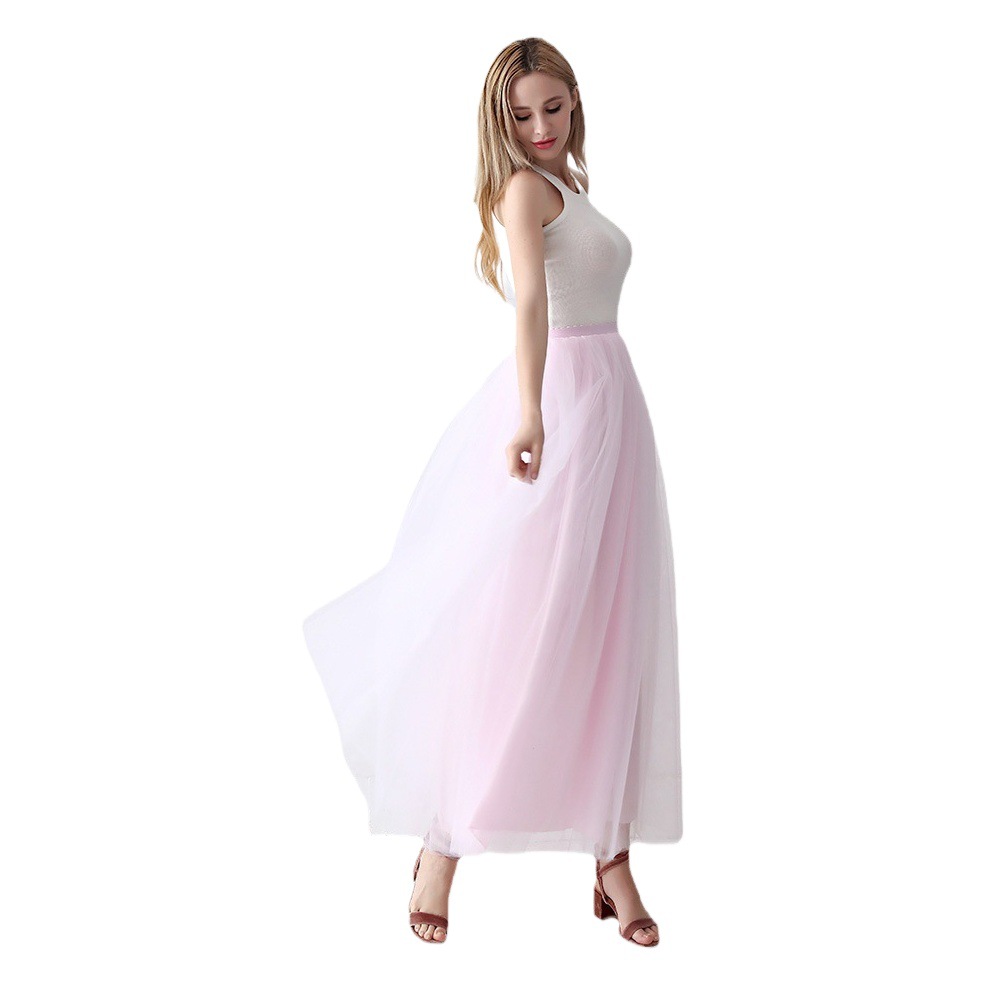 Mesh skirt Women's Super fairy swing high waist spring and summer tutu gauze skirt 5 layers 100cm mid-length foreign trade skirt