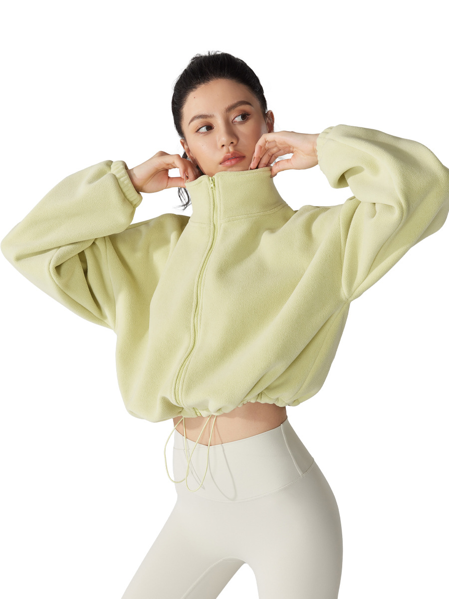 Picture of European and American Lamb Fleece Sports Coat Women's Autumn and Winter fleece-lined Thickened Collar Fleece Coat Fitness Casual Fleece Top