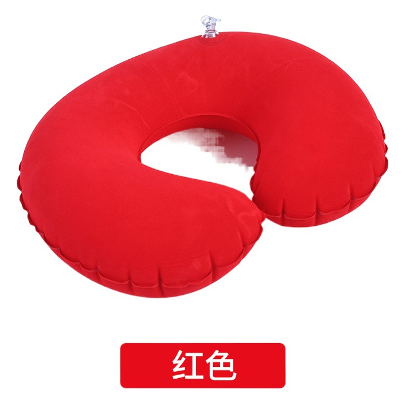 in stock travel inflatable pillow car airplane neck pillow U-shaped inflatable pillow pvc flocking travel pillow wholesale