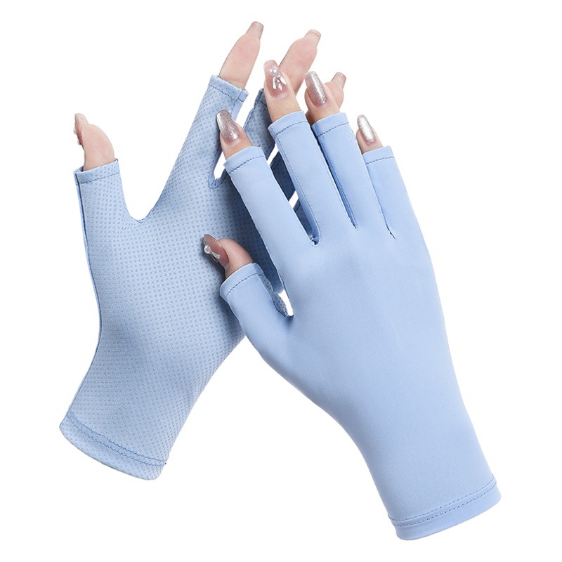 New Women's Nail Gloves Anti-UV Skin Breathable Summer Outdoor Ice Silk Sun Protection Gloves Non-Slip Driving Gloves