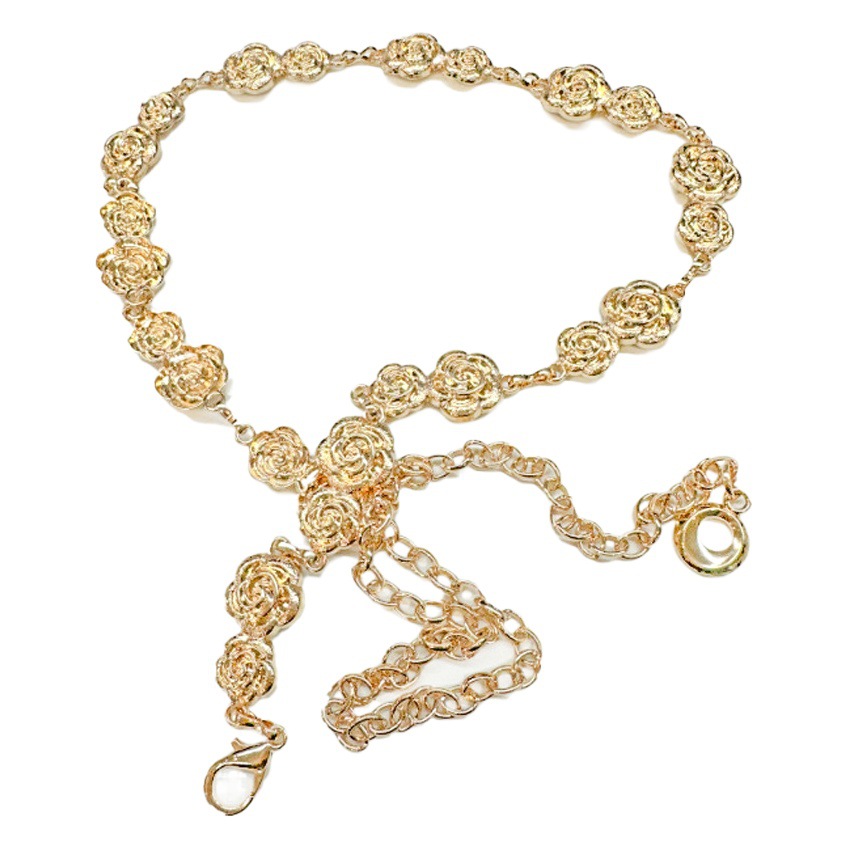 Amazon popular waist chain Women's metal rose chain stitching belt dress bikini decoration fashion batch