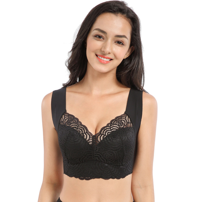 Picture of Plus Size Lace Bra Fat mm 100kg Wire-Free Vest Style Sports Sleep Push-Up Bra Wholesale