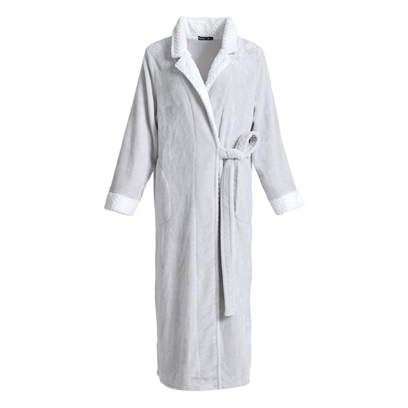 Coral Fleece Nightgown for Men and Women Autumn and Winter Long Sleeve Lace Pajamas Home Clothes Long Thickened Flannel Bathrobe for Couple