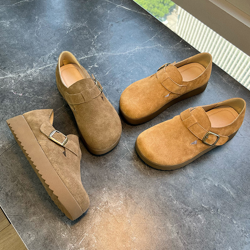 New Genuine Leather Casual Shoes for Women 2025 Spring New Thick Sole Heightening Thick Sole White Shoes Fashionable and Versatile Women's Shoes