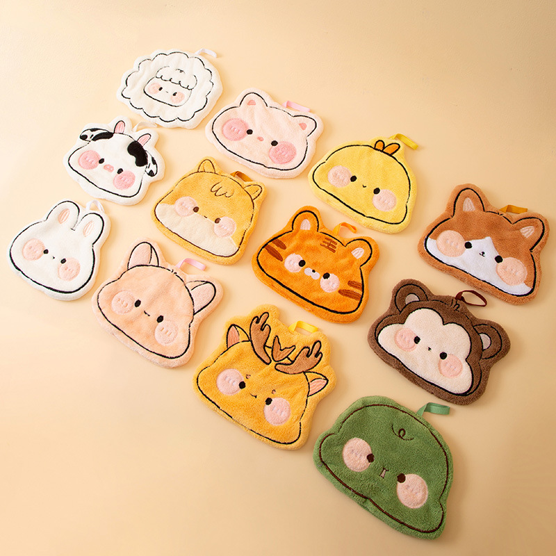 Hand towel twelve zodiac hanging cute cartoon hand towel coral fleece thickened absorbent lint-free kitchen