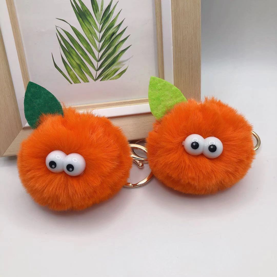 Factory Lady Bag bag pendant cute persimmon fruit plush key chain handmade fur ball orange pendant