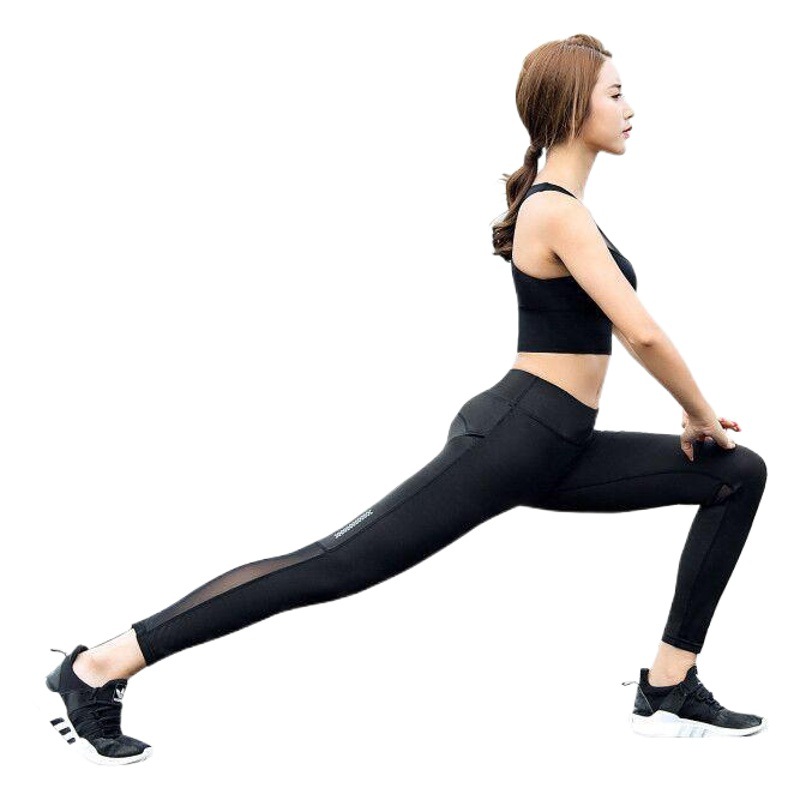 High-Waisted Butt-Lifting Yoga Fitness Pants for Women, Nine-Point Mesh Pants, Sexy Outer Wear Running Quick-Drying Tight Elastic Sports Pants