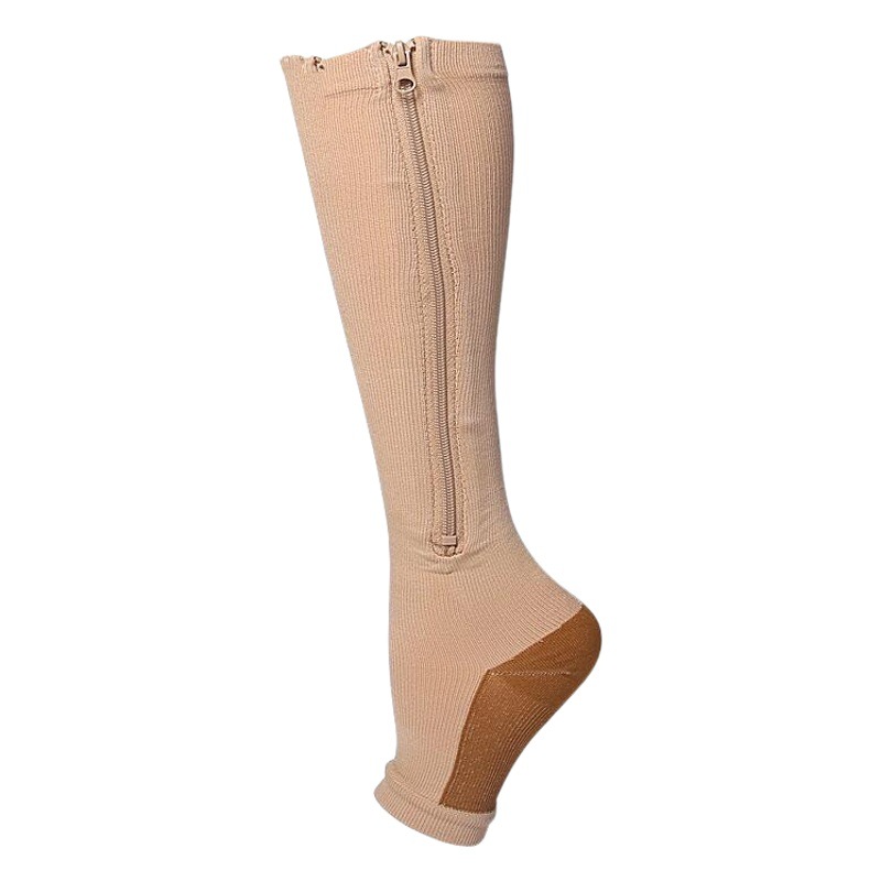 Cross-Border Amazon Zipper Open-Toe Compression Socks for Women with Beautiful Legs, Compression Socks, Elastic Socks, Calf Socks, Ready for Sale