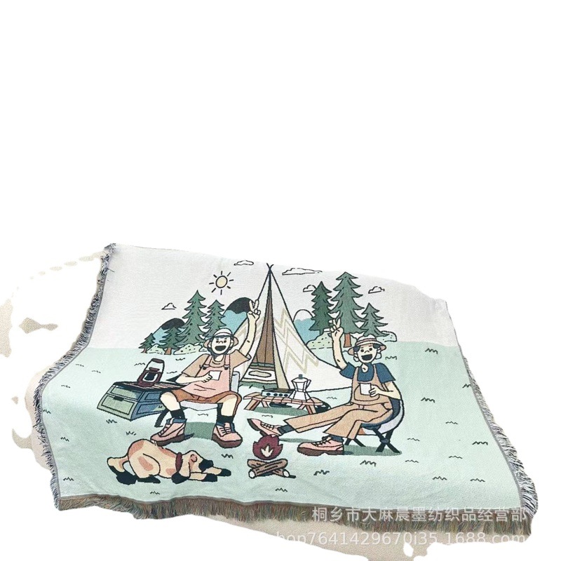 Decorative Leisure Blanket Outdoor Camping Blanket picnic mat nap cover blanket multi-functional sofa line blanket for all seasons