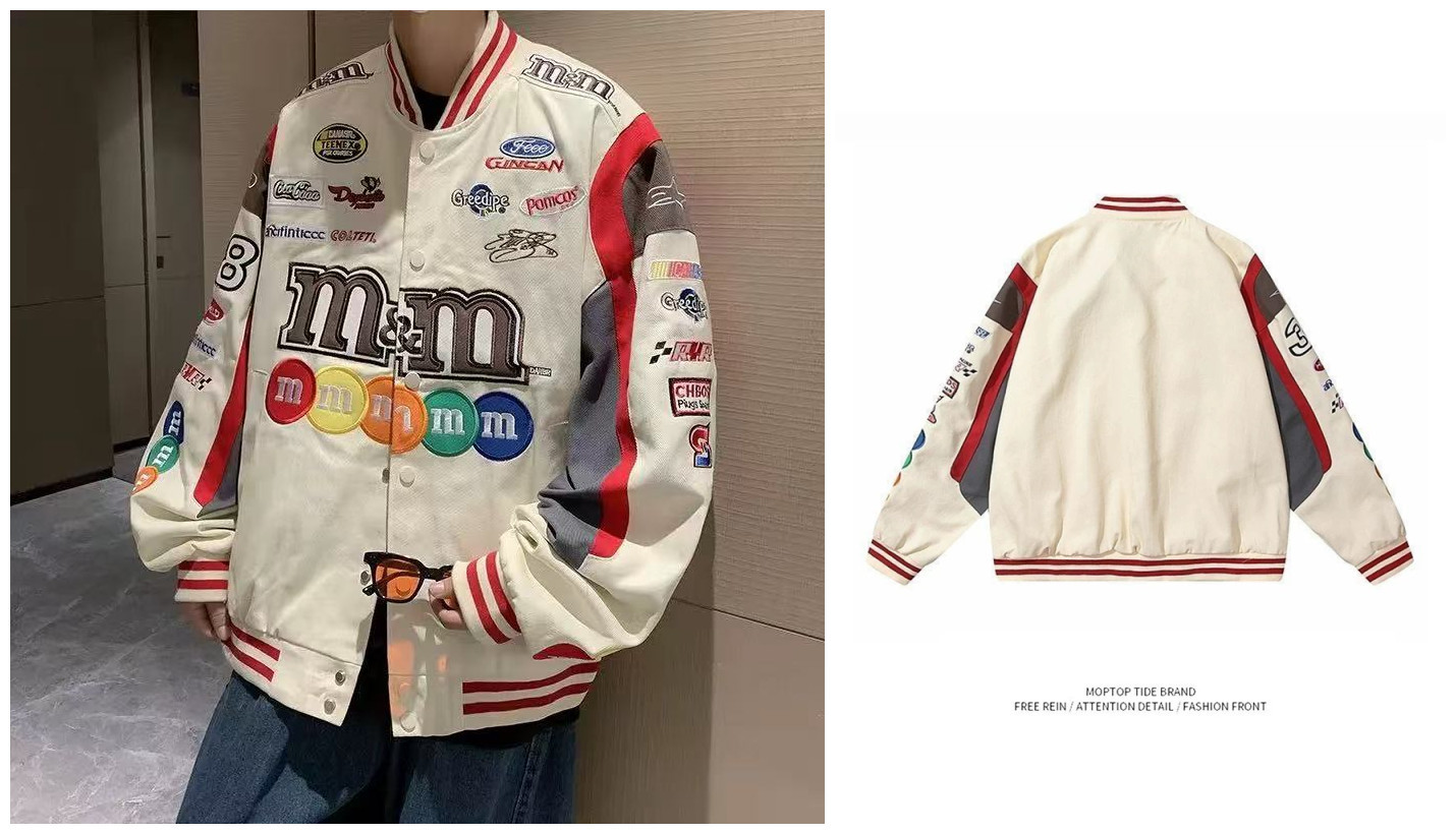 Picture of American-style Biker Jacket Men's Amazon Foreign Trade Retro Hip-hop Loose All-match Couple Baseball Suit New Jacket