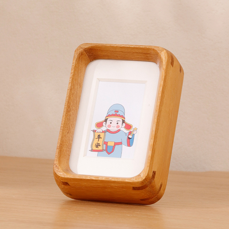 Picture of Black Walnut Solid Wood Polaroid Magnetic Photo Frame Mini Refrigerator Magnet 3inch Id Photo Display Banknote Collection Frame