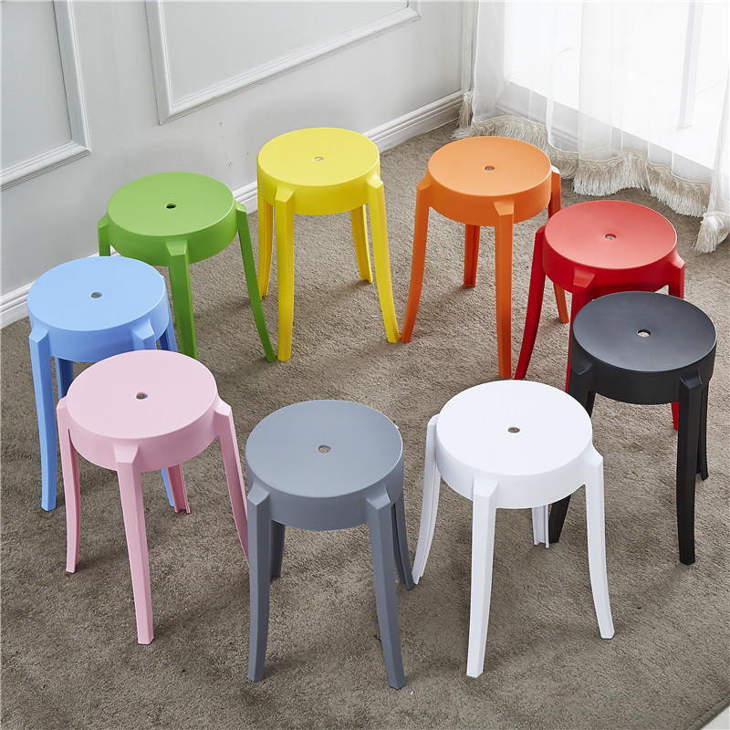 Thickened Plastic Stools for Adults, Stylish and Creative High Stools, Dining Stools, Chairs, Household Stools, Colorful Round Stools, Benches
