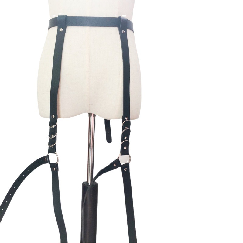 European and American cross-border belt leg ring integrated fashion leg ring leather sexy belly contracting strap belt jewelry