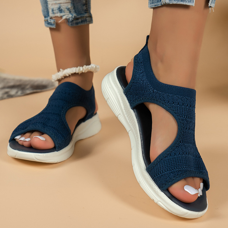 Cross-border New Sandals Women's Autumn and Summer 2024 Mesh Thick Sole Feet Fish Mouth Flying Woven Casual Sports plus size Women's Shoes