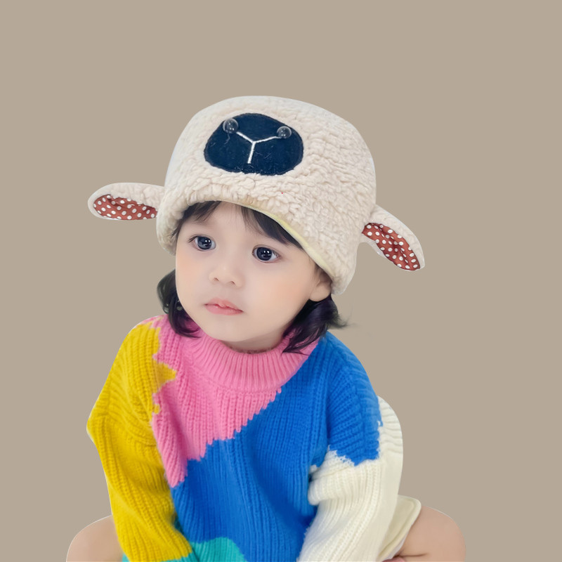 Baby hat autumn and winter sheep a sheep with baby cute warm plush parent hat windproof for boys and girls