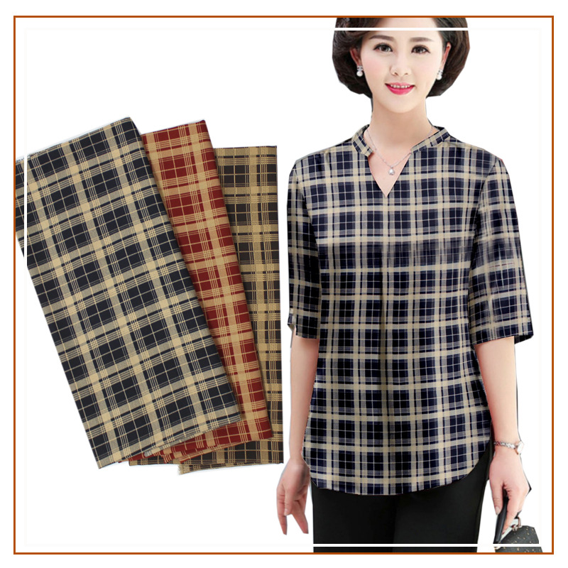 Plain Satin Plaid Printed Fabric dress Slip Skirt Women's Shirt Sun Protection Clothing Children's Clothing Women's Plaid Fabric