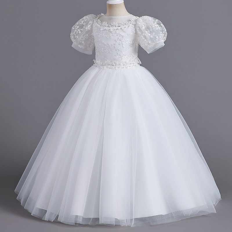 Picture of European and American Kidsren's Princess Dress Classy Dress New Flower Girl Tutu Skirt Wedding Dress Little Princess Host Piano Performance