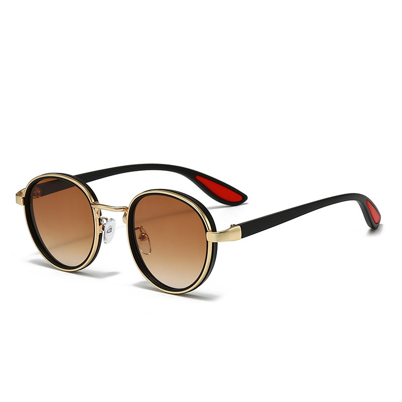 Picture of Cross-Border Retro Casual Gold-Rimmed Round Sunglasses Internet Celebrity Same Style Personalized Hip-Hop Street Style Sunglasses for Men