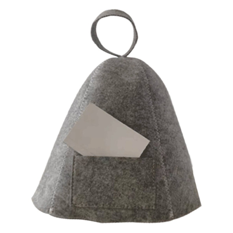 Felt Shower Cap Gray and White Sauna Hair Drying Cap with Card Layer Cross-Border Wholesale Simple Thickened Water-Absorbent and Heat-Retaining