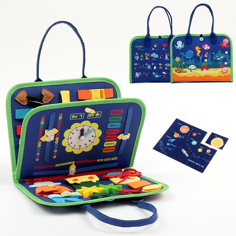 Early Education Learning Board, Children's Learning DIY Felt Book, Underwater World, Cartoon Puzzle Game, Felt Learning Board