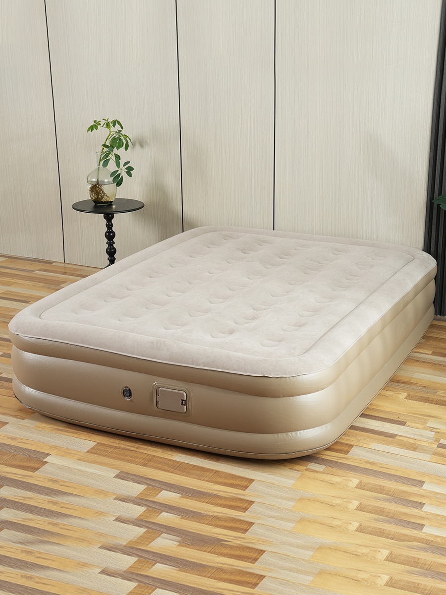 Picture of Automatic Inflatable Bed Heighter Thickened Flocking Inflatable Mattress Outdoor Camping Double Air Bed Household Built-in Pump