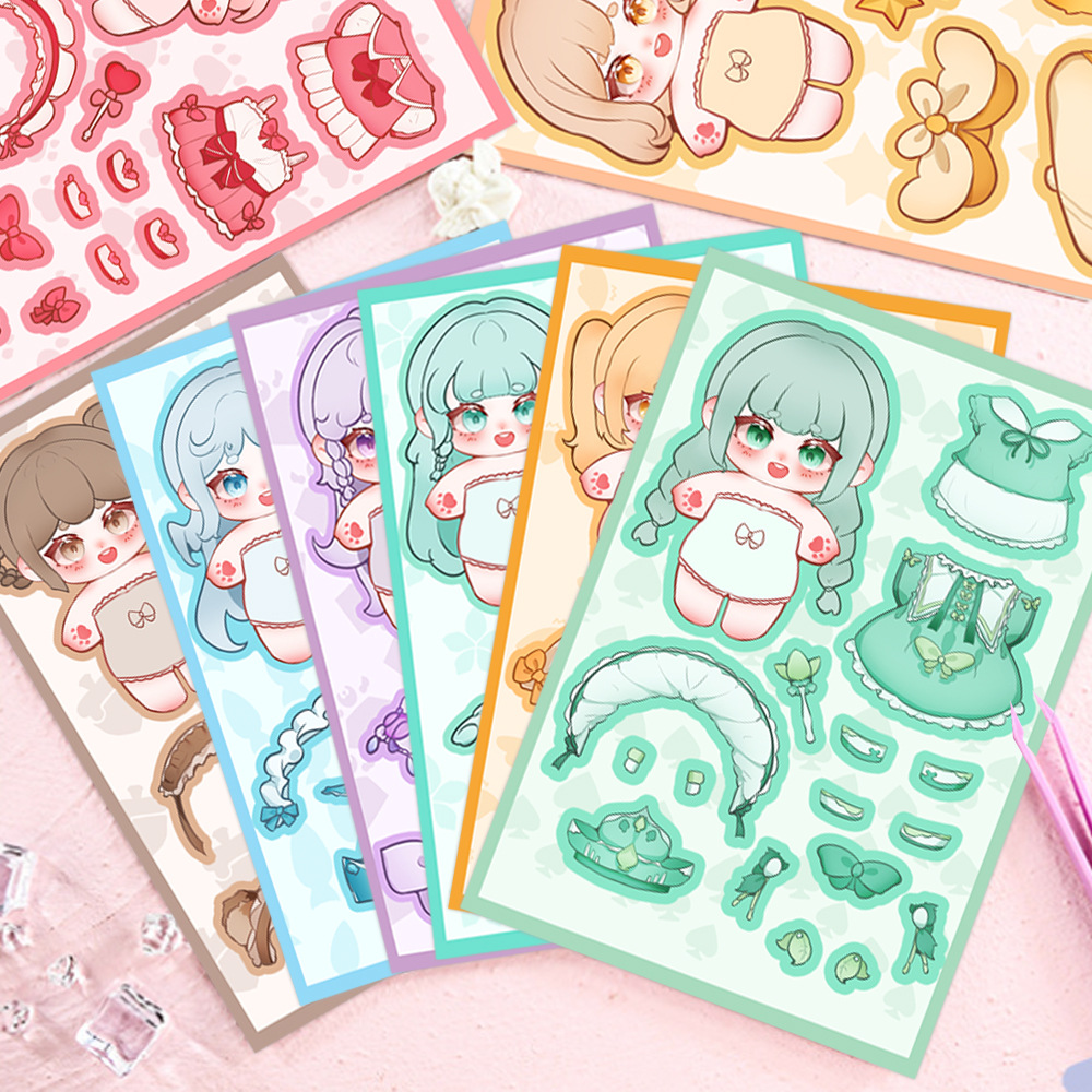 8 original cotton doll change character sticker DIY hand account small card mobile phone shell decoration Korean ins wholesale