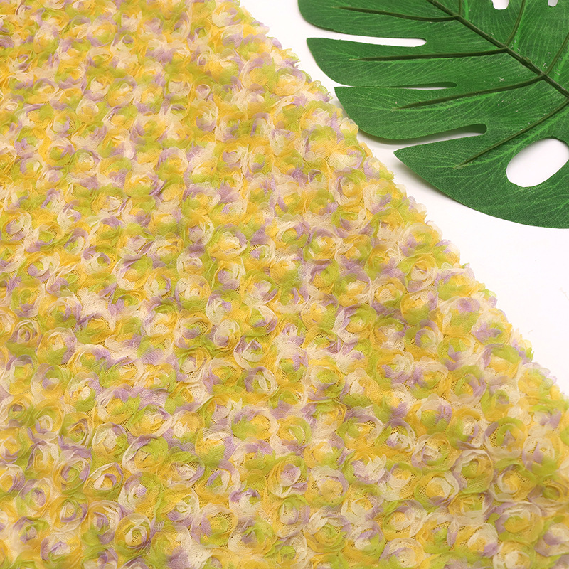 Picture of 3D Three-dimensional Small Rose Chiffon Disc Flower Mesh Embroidered Children's Clothing Hanfu Skirt Lace Lace Wedding Fabric Multicolor