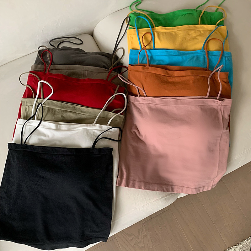 Solid Color Camisole Women's Summer Fixed Outer Wear Tube Top Beautiful Back Short Sexy Inner Sexy Sleeveless Top for Women