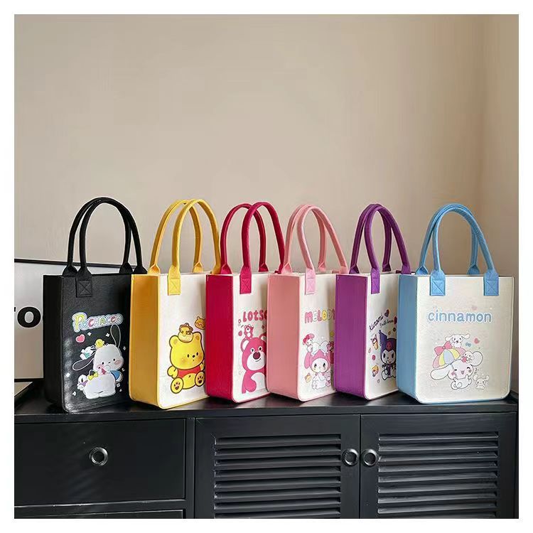 Internet-famous handbag hot stamping felt bag baby 100-day-old tote bag commuter felt handbag multi-color optional