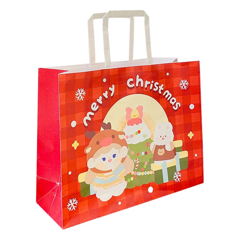 Creative Christmas Gift Bag Cute Handbag Cartoon Milk Tea Bread Packaging Bag Christmas Gift Bag Storage Bag