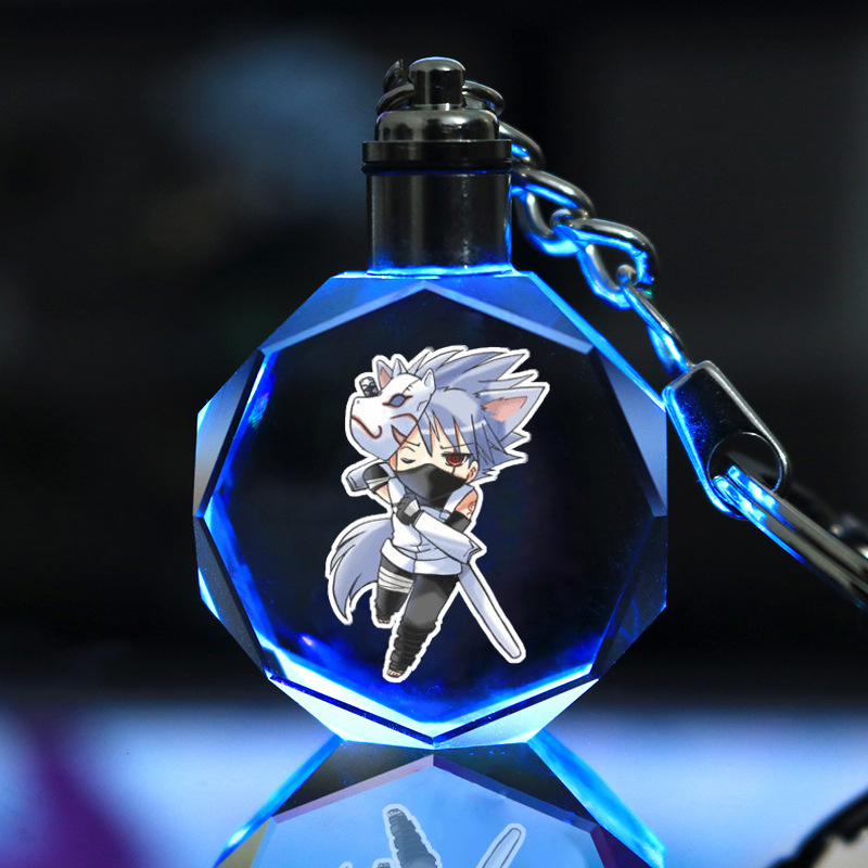 Picture of Naruto Peripheral Pendant Naruto Kakashi Sasuke I Ailuo Animation Luminous Crystal Keychain Wholesale