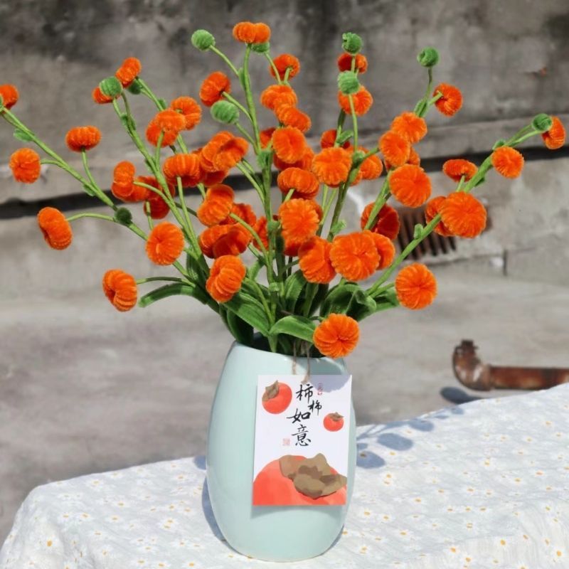 DIY Persimmon-Shaped Twist Stick Material Kit Housewarming Gift Making Living Room Artificial Flower Weaving Creative Handicraft