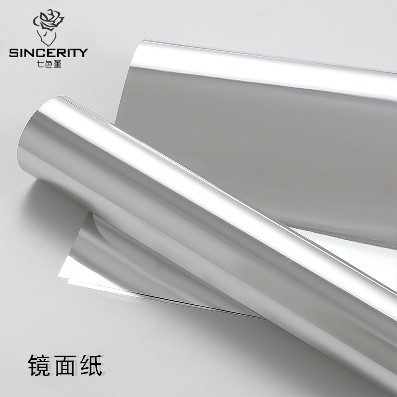 Mirror Paper Art Bouquet Silver Flower Wrapping Paper Cellophane Material Florist Flower Shop Flower Wrapping Paper Wedding