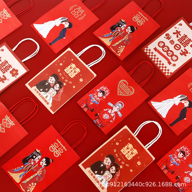 Picture of Wedding Candy Bag Wedding Candy Bag 2024 New Wedding Candy Gift Box Candy Packaging Bag Hand Gift Paper Bag