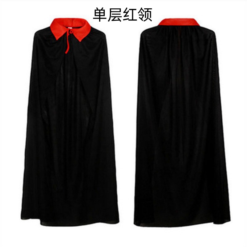 Halloween Cloak for Children and Adults, Costume Props, Pirate Cloak, Red and Black Face, Stand-Up Collar, Death Cloak, Cloak
