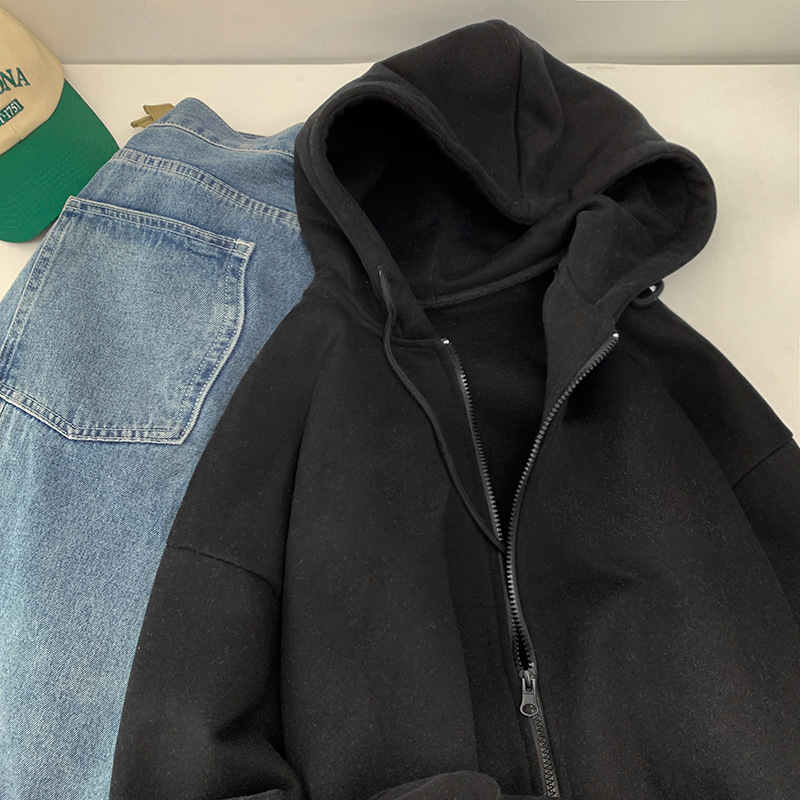 Picture of Velvet Thickeneded Flap Pocket Pants Hooded Sweatshirt for Women Autumn and Winter Cardigan Outwear Large Size Zipper Warm Top Export Women's Clothing