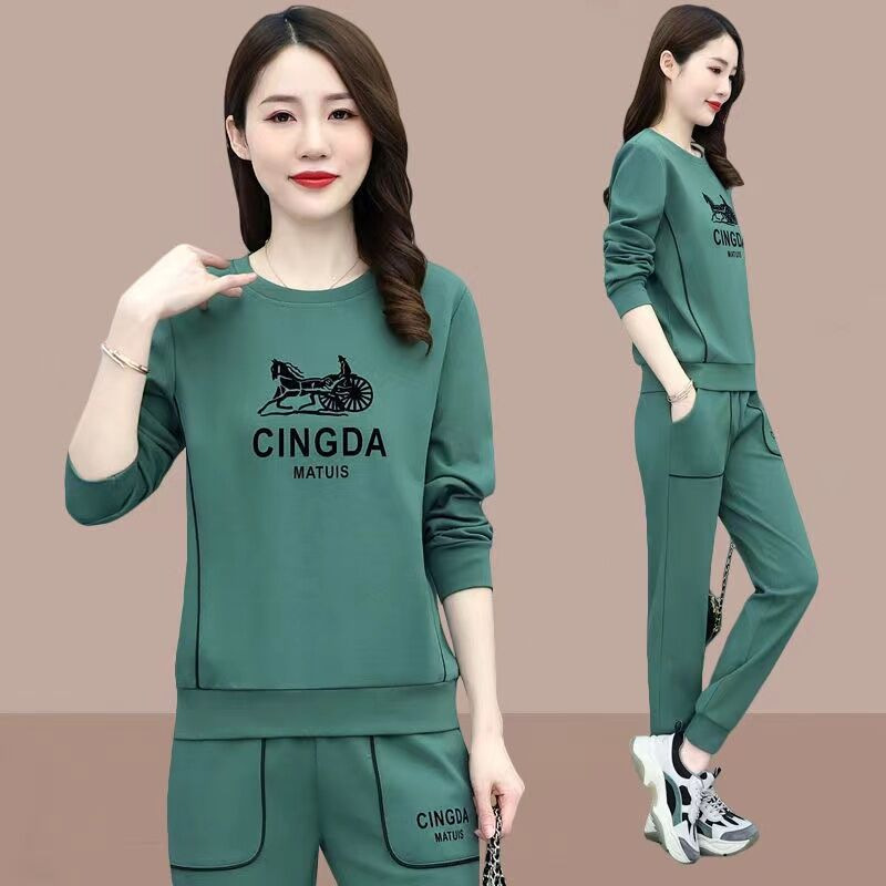 Picture of 787# spring and autumn sportswear suit women's 2022 new Korean style loose plus size women's casual fashion two-piece suit