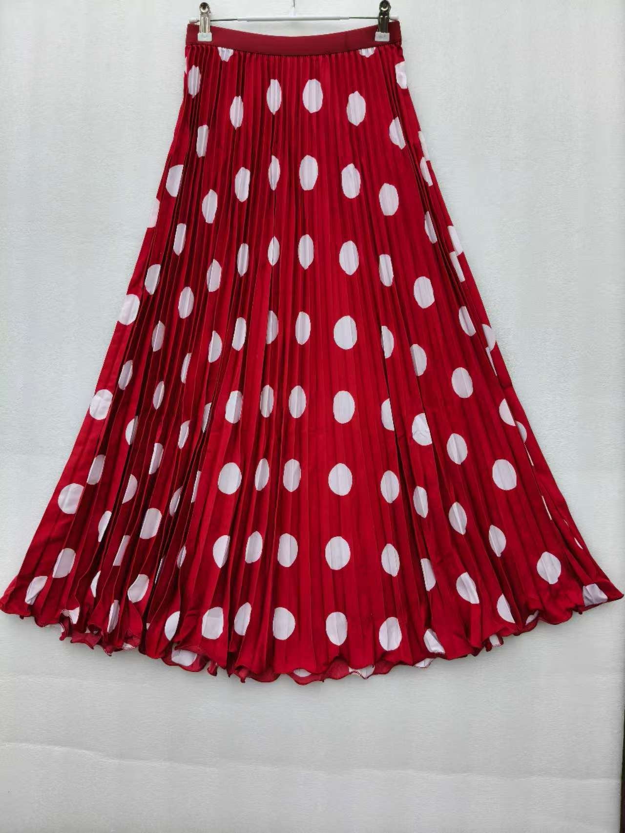 Multicolor Summer Japanese and Korean New Chiffon Fashion High-Waisted Slim Pleated Polka Dot Mid-Length Skirt for Women