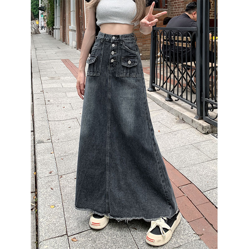 High Waist Denim Skirt Women's 2024 New Retro Design Niche plus size Loose A- line Dress