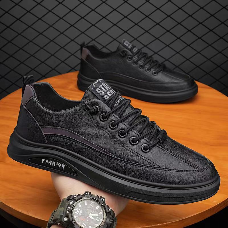 Men's Sneakers 2025 New Shoes Men's Casual Leather Shoes Men's Sneakers Black Non-Slip Outdoor Sports Shoes