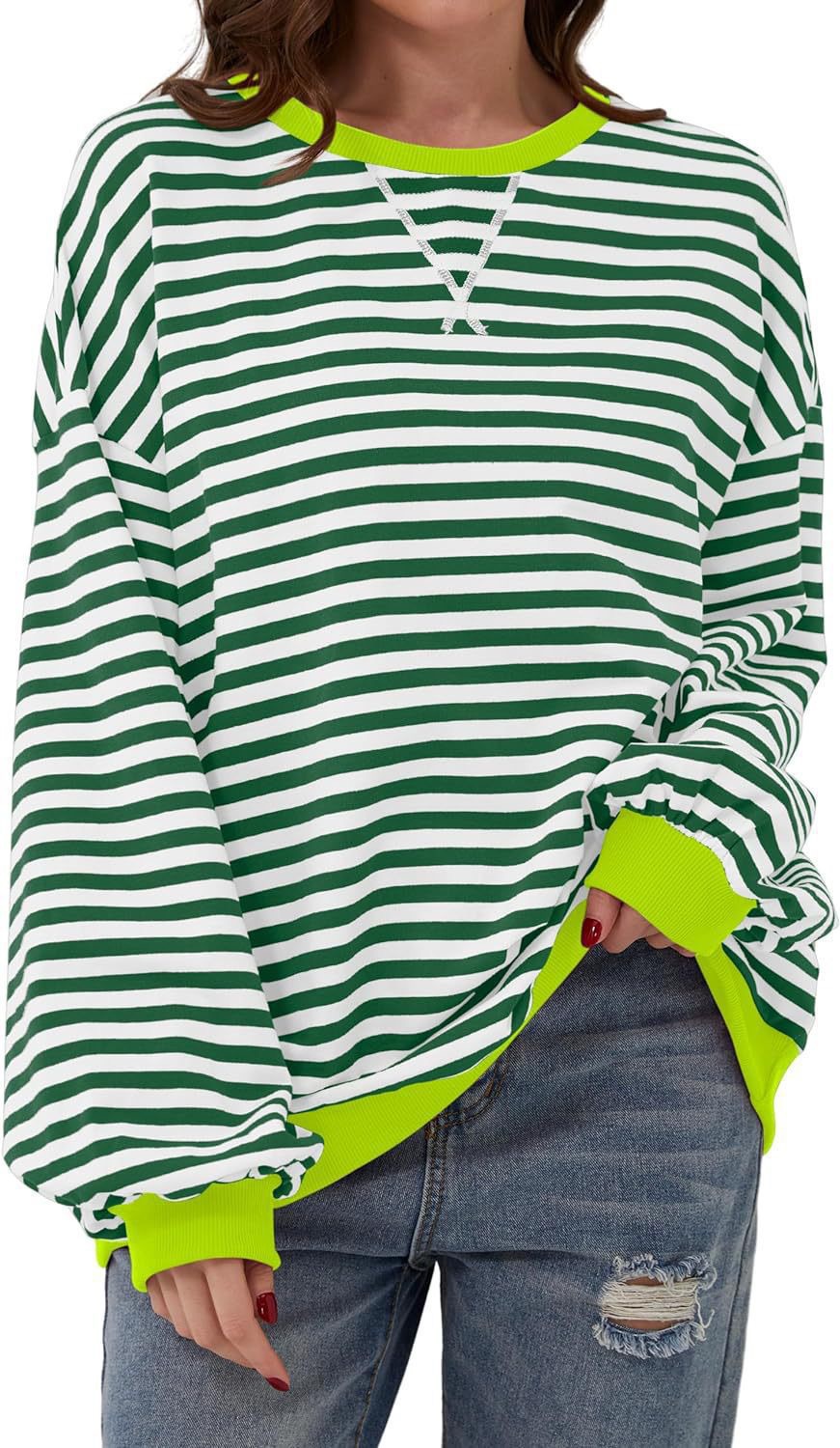 Picture of Europe and the United States cross-border Amazon autumn and winter new casual striped color matching T-shirt top