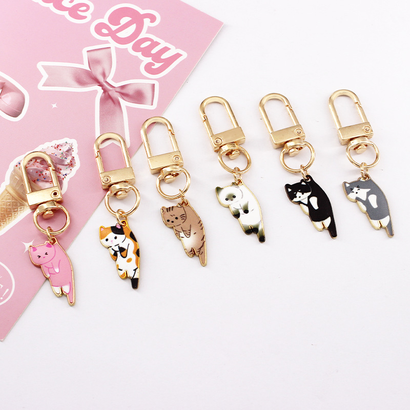ins cute alloy kitten pendant mini car keychain AirPods pendant small bag pendant