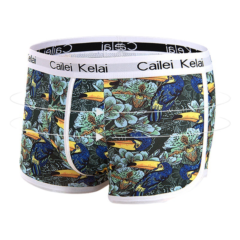 Men's underwear breathable personality mid-waist stretch fashion printed youth underwear trendy pants student shorts