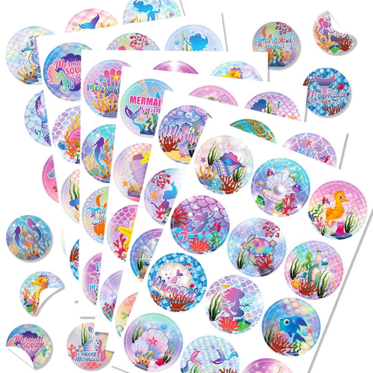 Picture of Mermaid theme birthday party decoration stickers children's birthday gift decoration adhesive stickers sealing stickers
